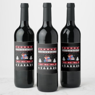 Books Ugly Christmas Funny Reading Gifts Wine Label
