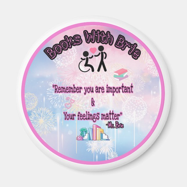 Books With Brie round magnet (Front)