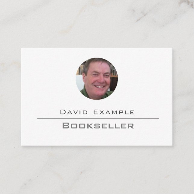 Bookseller with Photo of Holder Business Card (Front)