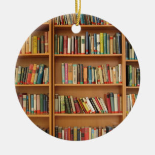 Bookshelf background ceramic ornament