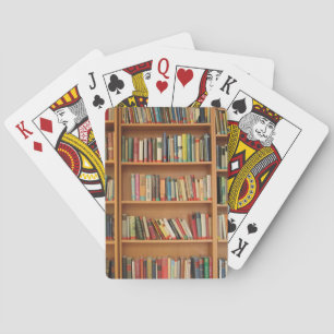 Bookshelf background playing cards