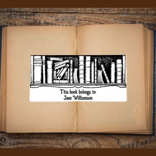 Bookshelf bookplate self-inking stamp (Creator Uploaded)