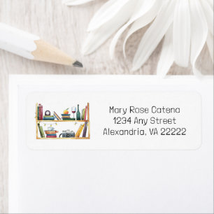 Bookshelf Books Book Lover Reader Home Shelves Return Address Label