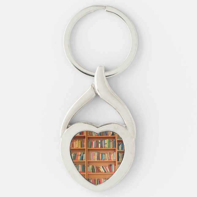 Bookshelf Books Library Bookworm Reading Key Ring (Front)