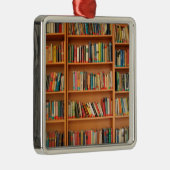 Bookshelf Books Library Bookworm Reading Metal Ornament (Right)