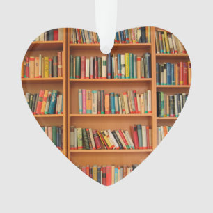Bookshelf Books Library Bookworm Reading Ornament