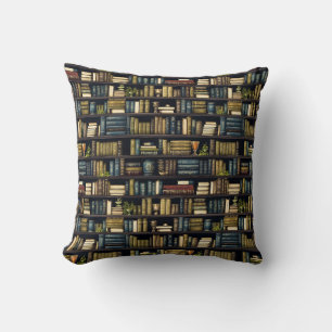 Bookshelf Books Library Bookworm Reading Pattern Cushion