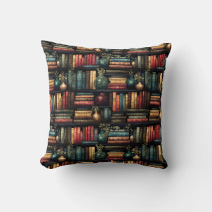 Bookshelf Books Library Bookworm Reading Pattern Cushion