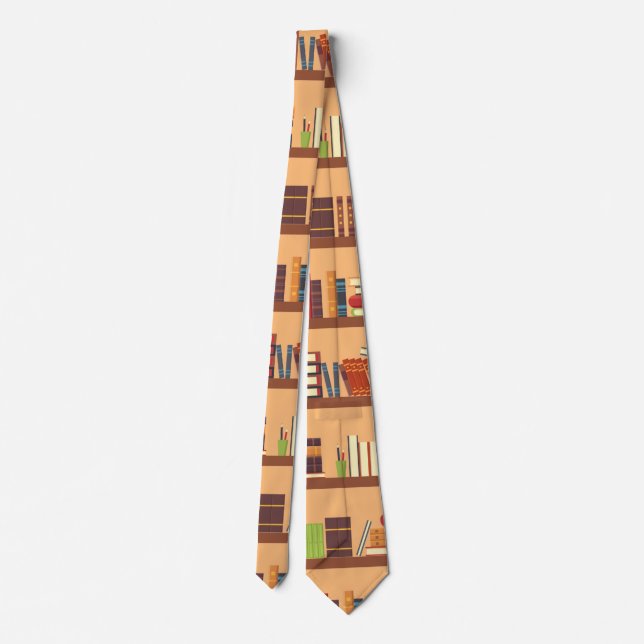 Bookshelf Books Library Bookworm Reading Tie (Back)