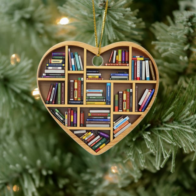  Bookshelf Librarian Bookworm Writter Reader Ceramic Ornament (Tree)