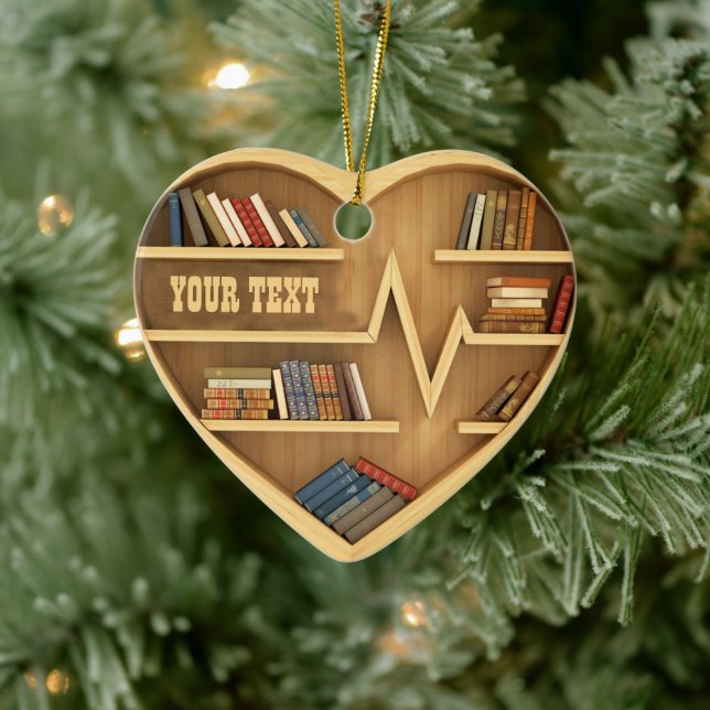  Bookshelf Librarian Bookworm Writter Reader  Ceramic Ornament (Tree)