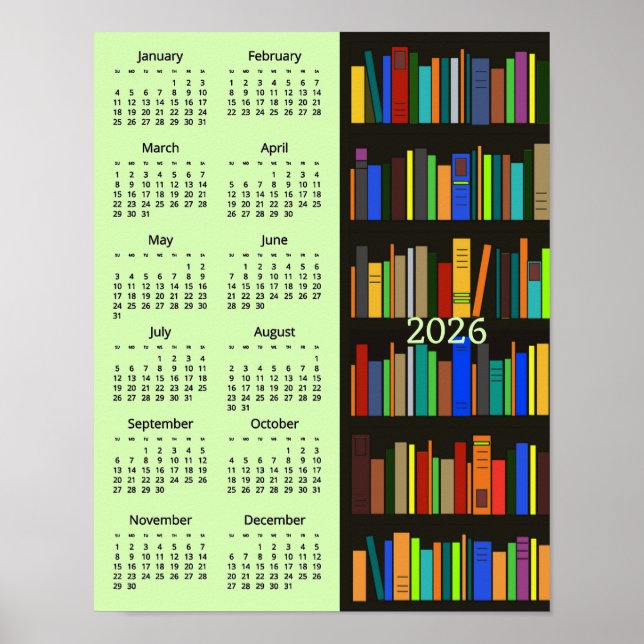 Bookshelves Design 2026 Calendar Poster (Front)