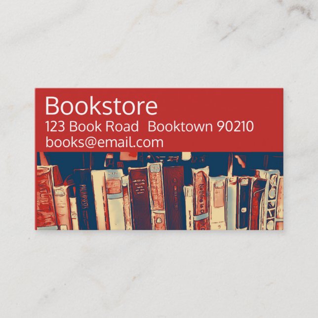 Bookshop, bookstore or online books business card (Front)