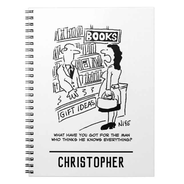 Bookshop Customer asks Shopkeeper a Question Notebook (Front)