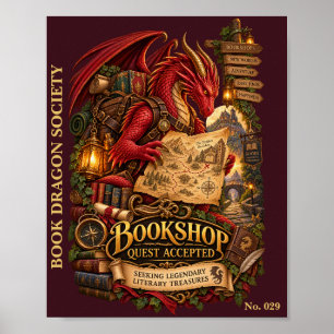 Bookshop Quest Accepted Book Dragon Society Poster
