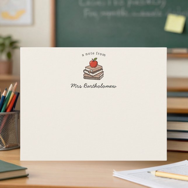 Bookstack and Apple Personalised School Teacher  Card (Creator Uploaded)