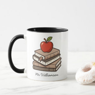 Bookstack and Apple Personalized Teacher Mug