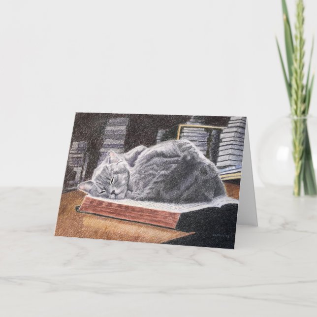 Bookstore Cat Thank You Card (Front)