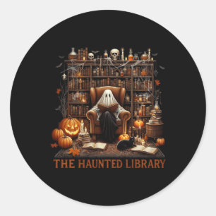 Bookstore Halloween Vintage Spooky Bookish Haunted Classic Round Sticker