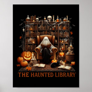 Bookstore Halloween Vintage Spooky Bookish Haunted Poster