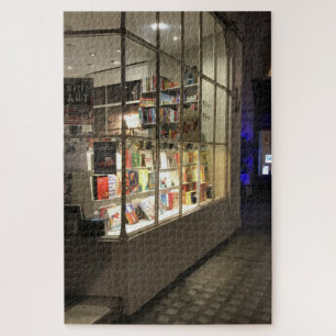 Bookstore Window at Night, London Photography Jigsaw Puzzle