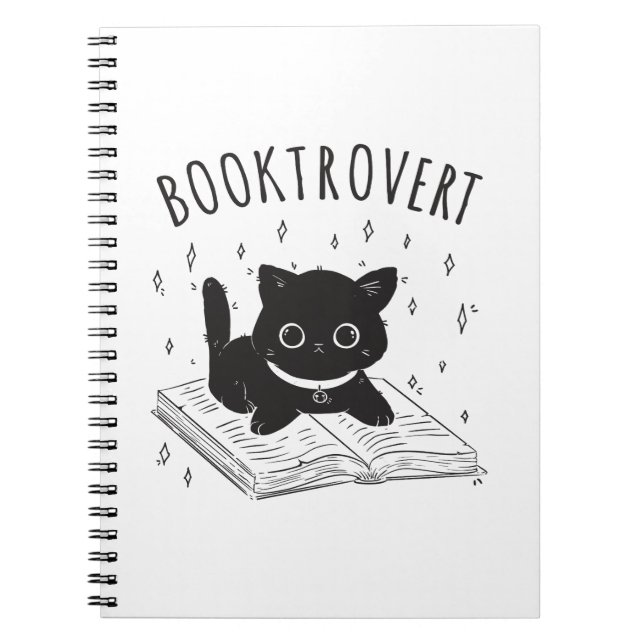 Booktrovert cat with book and stars (Front)