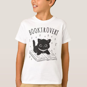 Booktrovert cat with book and stars T-Shirt