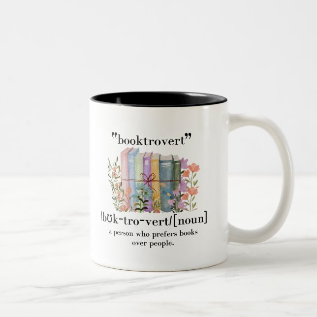 "Booktrovert" Definition  Two-Tone Coffee Mug (Right)