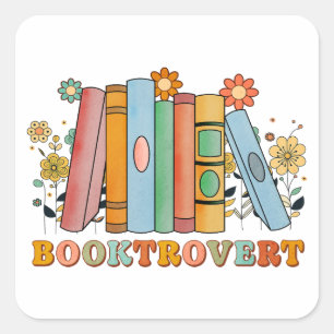 Booktrovert, Librarian Teacher Bookish, Book Lover Square Sticker