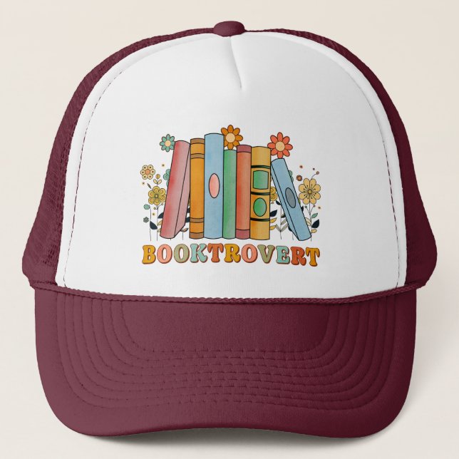 Booktrovert, Librarian Teacher Bookish, Book Lover Trucker Hat (Front)