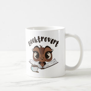 Booktrovert owl with book and coffee coffee mug