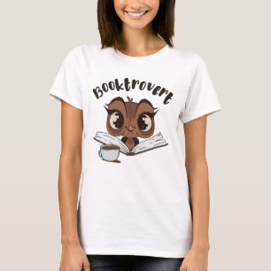 Booktrovert owl with book and coffee T-Shirt