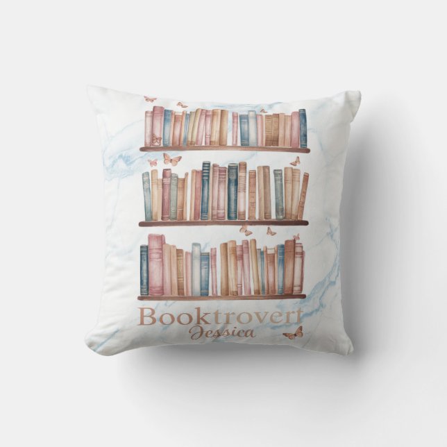 Booktrovert Watercolor Classic Book-Lover  Cushion (Front)