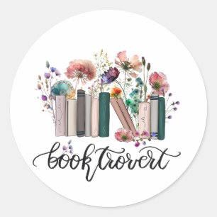 Booktrovert wildflowers classic round sticker