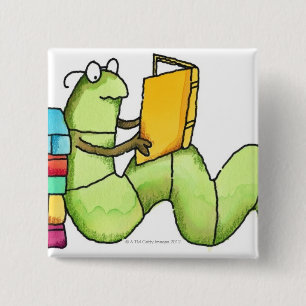 Bookworm 15 Cm Square Badge