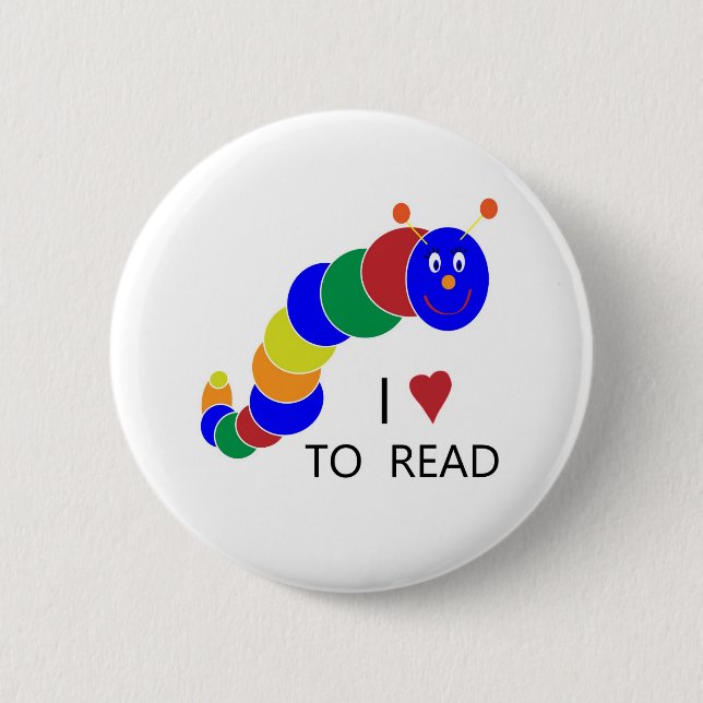 Bookworm 6 Cm Round Badge (Front)