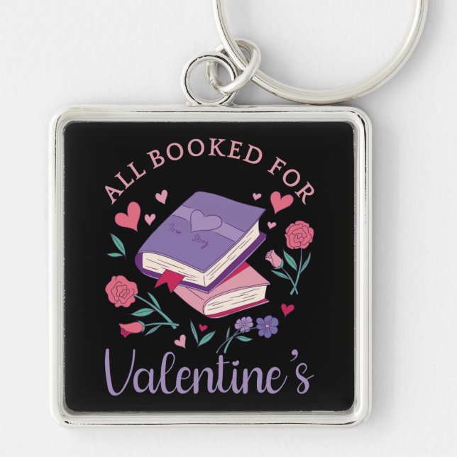 Bookworm - All Booked For Valentine's II Key Ring (Front)