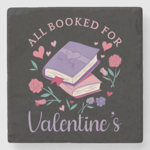 Bookworm - All Booked For Valentine's II Stone Coaster