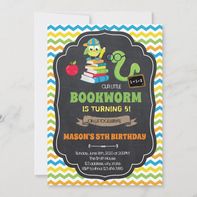 bookWorm Back to school Party Invitation (Front)