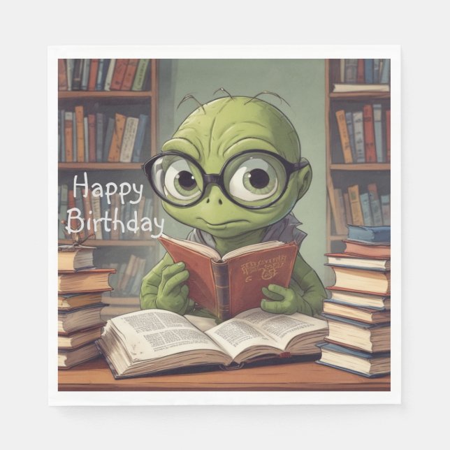 Bookworm Birthday Napkin (Front)