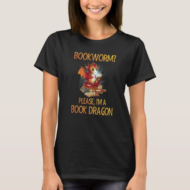 Bookworm Book Dragon Literature Reading Books  Fan T-Shirt (Front)