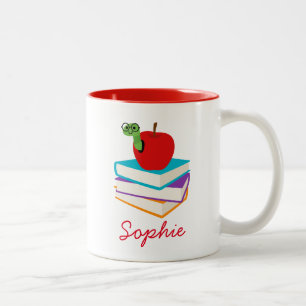Bookworm book lover girl name Two-Tone coffee mug