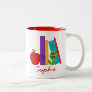 Bookworm book lover girl name Two-Tone coffee mug