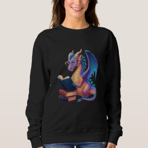 Bookworm Book Lover Women Girls Dragon Reading Sweatshirt
