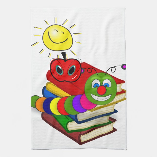 Bookworm, Books, Apple Kitchen Hand Towel (Vertical)