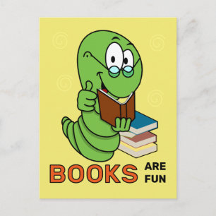 Bookworm Books Are Fun Postcard