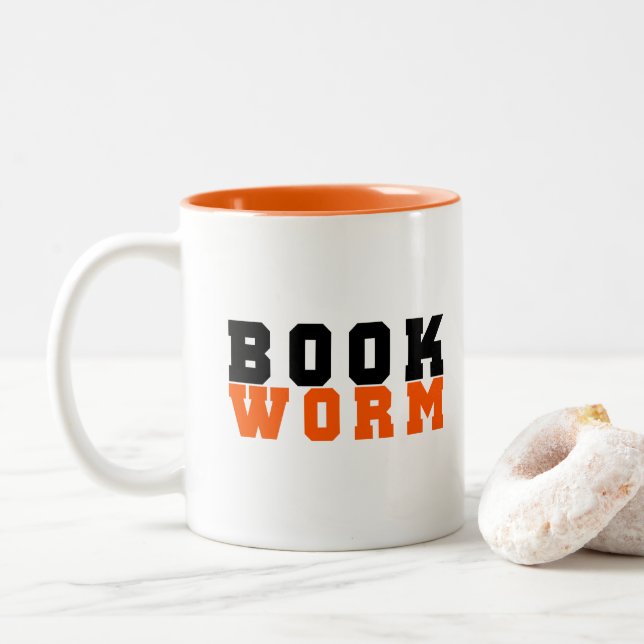 Bookworm, Books lover Two-Tone Coffee Mug (With Donut)
