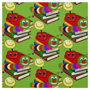 Bookworm, Books, Sun, Teachers School, Fabric