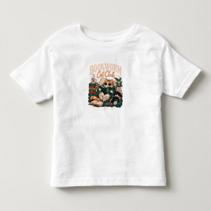 Bookworm Cat Club Cosy Reading Cat Books Coffee Toddler T-Shirt