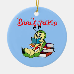 Bookworm Ceramic Ornament